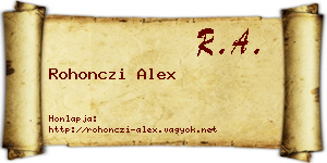 Rohonczi Alex névjegykártya